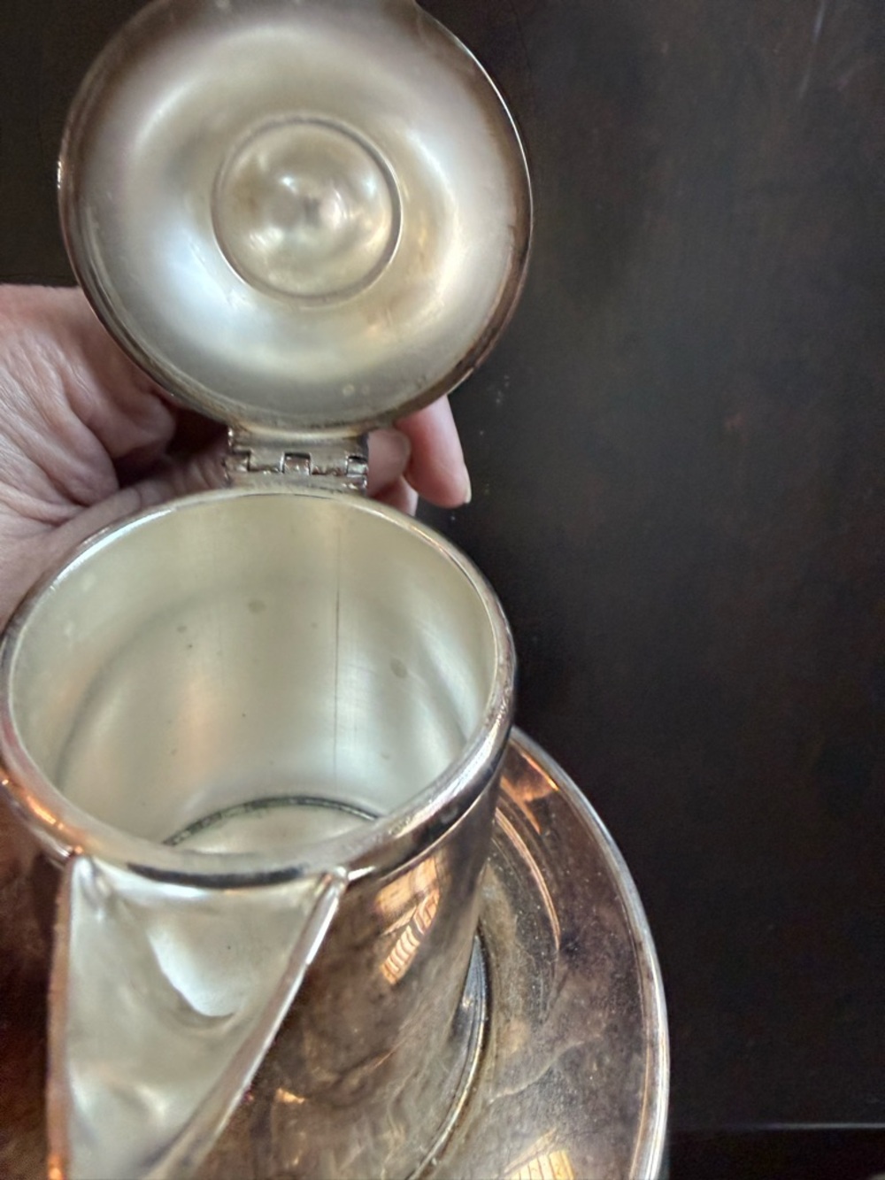 Vintage Silver Creamer Saucer - Silver - Picture 6 of 7